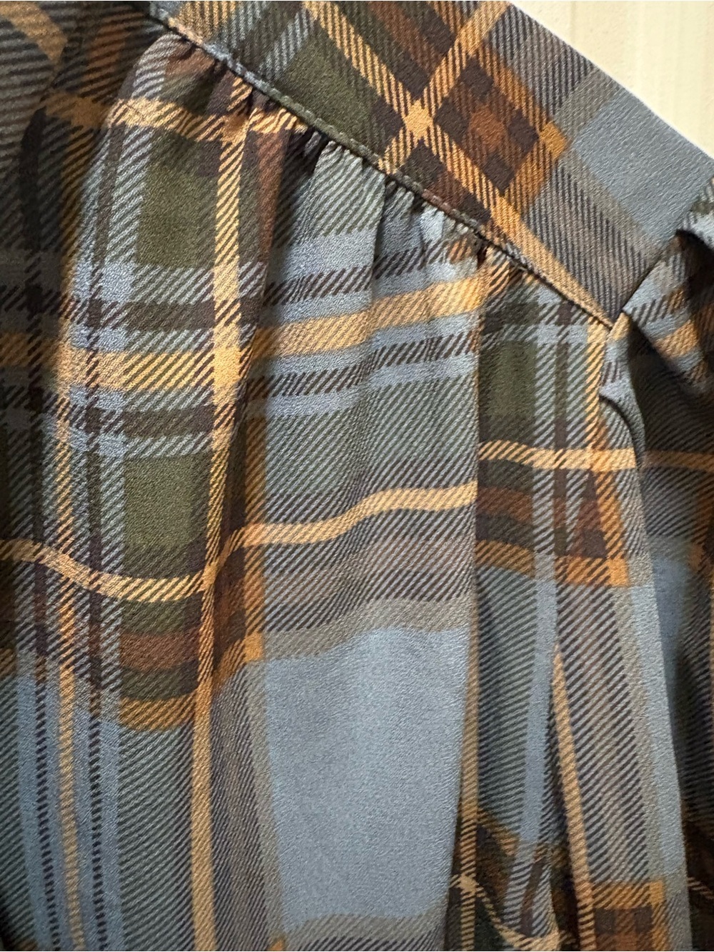 Lauren Ralph Lauren Plaid Tie Neck Bow Blouse Womans Sz M Blue Gray Brown - Picture 6 of 16